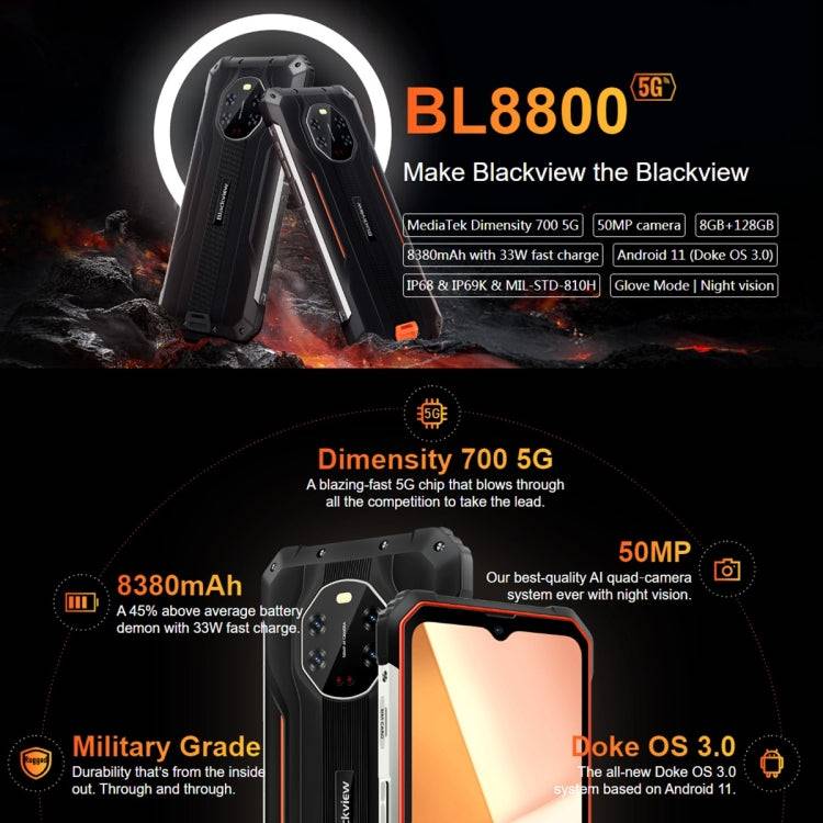 Blackview BL8800 Rugged Phone Infrared Night Vision Camera 8GB+128GB