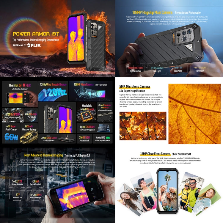 Ulefone Power Armor 19T Rugged Phone Thermal Imaging Camera 12GB+