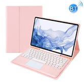 Samsung Galaxy Tab S8+/S7+/S7 FE Bluetooth Keyboard + Leather Tablet Case With Touch Pad