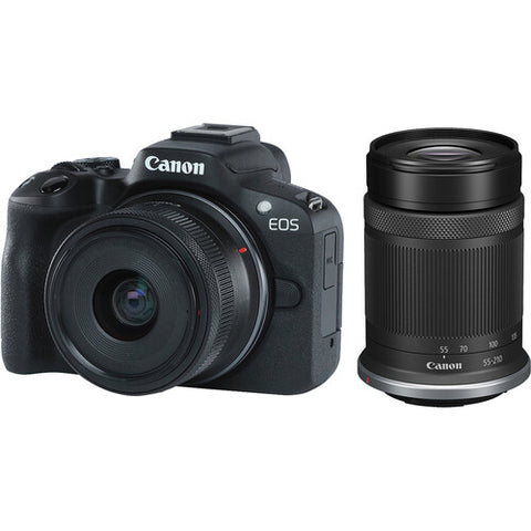 Canon EOS R50 Mirrorless Camera with Kit RF-S 18-45mm & 55-210mm (Black)