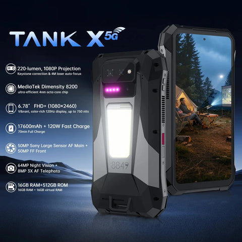 UNIHERTZ TANK X Rugged Phone Dual SIM 16GB+512GB