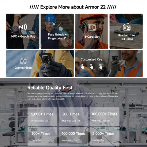 Ulefone Armor 22 Rugged Phone Night Vision Camera 8GB+128GB