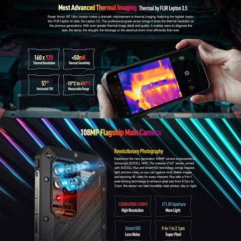 Ulefone Power Armor 18T Ultra 5G Rugged Phone Thermal Imaging Camera 12GB+512GB