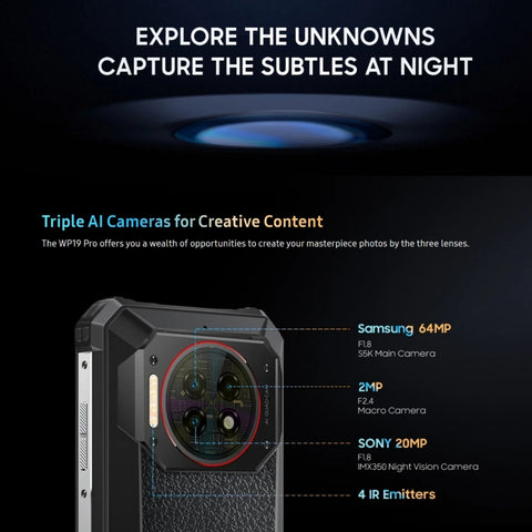 OUKITEL WP19 Pro Rugged Phone Night Vision Camera 8GB+256GB