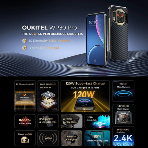 OUKITEL WP30 Pro 5G Rugged Phone 12GB+512GB