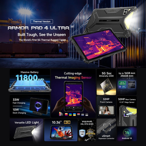 Ulefone Armor Pad 4 Ultra Rugged Tablet PC 5G 10.36 inch 8GB+256GB