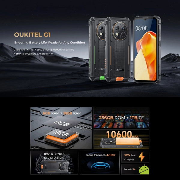 Oukitel G1 Rugged Phone 6.52-inch 10600mAh Big Battery 48MP