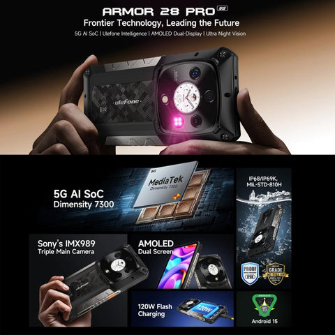 Ulefone Armor 28 Pro 5G Rugged Phone Dual SIM Night Vision Camera 16GB+512GB