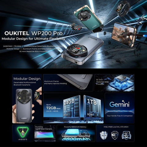 Oukitel WP200 Pro 5G Rugged Phone Dual SIM 24GB+1TB