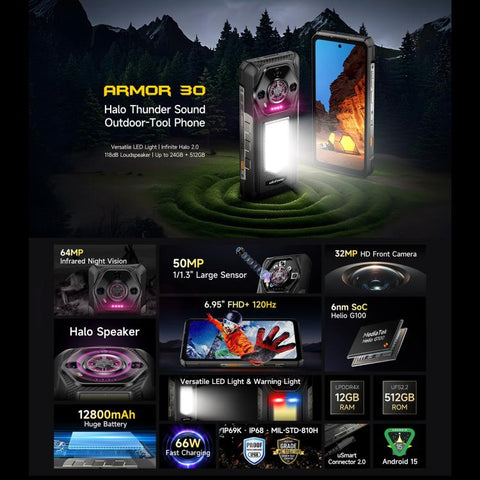 Ulefone Armor 30 Rugged Phone Dual SIM Night Vision Camera 12GB+512GB
