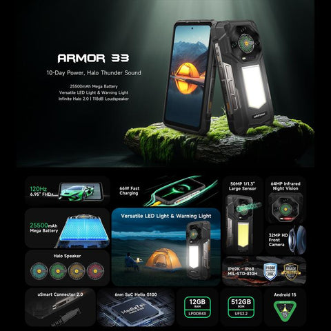 Ulefone Armor 33 Rugged Phone Dual SIM Night Vision Camera 12GB+512GB