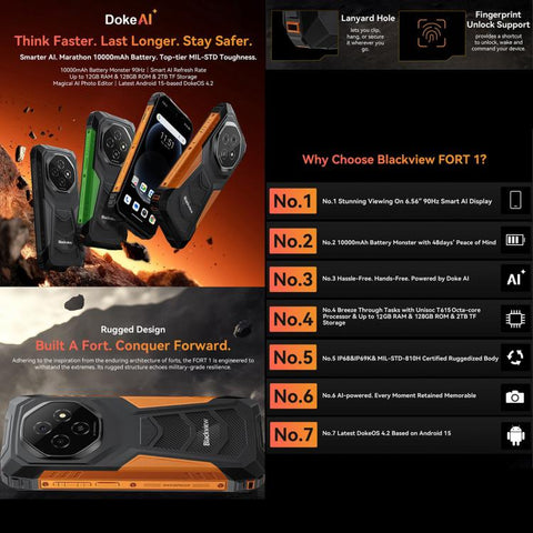 Blackview FORT 1 Rugged Phone Dual Sim 4GB+128GB