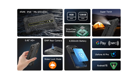ULEFONE Rugking 2 Pro Rugged Phone Dual SIM 4GB+128GB