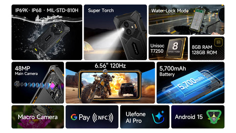 ULEFONE Rugking 3 Pro Rugged Phone Duas SIM 8GB+128GB