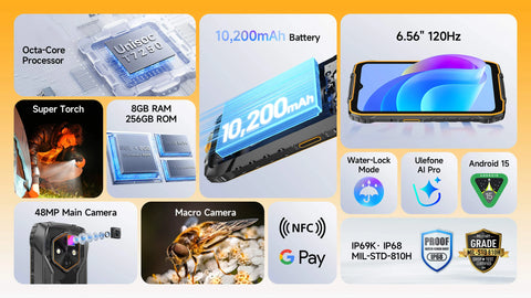 ULEFONE RugKing 4 Pro Rugged Phone Dual SIM 8GB+256GB