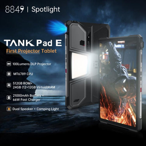 Unihertz Tank Pad E Rugged Tablet PC LTE 10.95 inch Projector 12GB+512GB