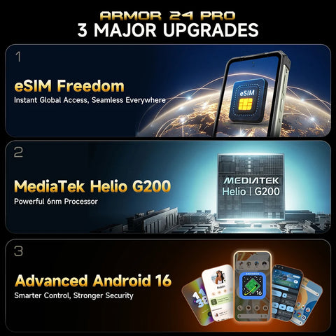 ULEFONE Armor 24 Pro Rugged Phone Dual SIM 12GB+256GB