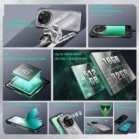 OUKITEL WP62 Rugged Phone Dual SIM 16GB+512GB