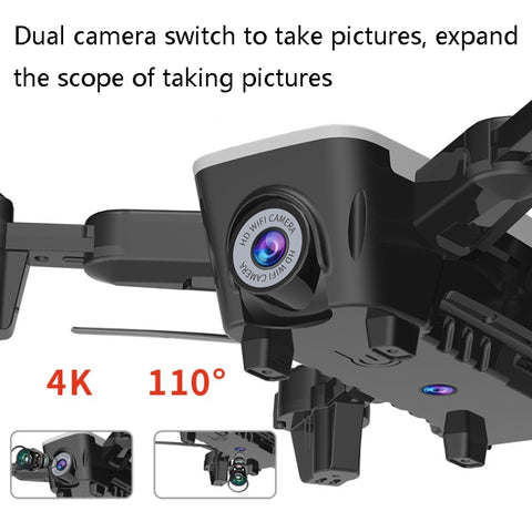 Dual-Camera Folding Four-Axis Aerial Photography 4K Drone Black (1080P)