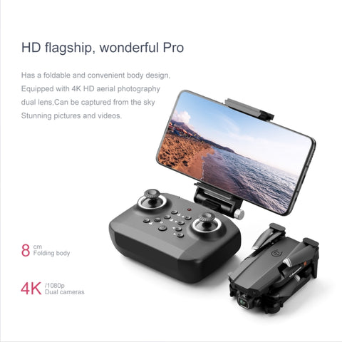 LS-XT6 4K Single Camera Foldable Quadcopter Mini Drone Black