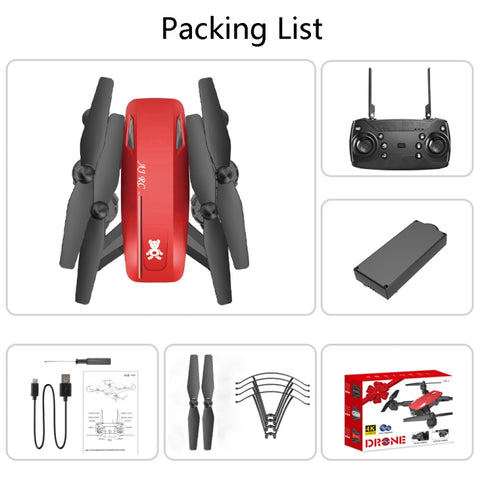 Dual-Camera Folding Four-Axis Aerial Photography 4K Drone Black (1080P)