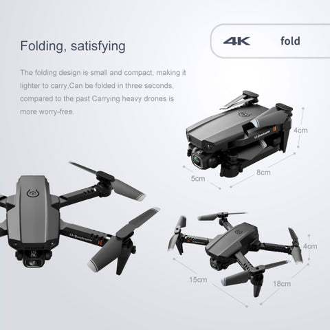 LS-XT6 4K Single Camera Foldable Quadcopter Mini Drone Black