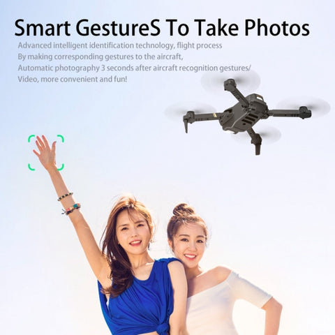 V4 Wide Angel Dual Camera 4K HD with Aut Follow Quadcopter Drone Black