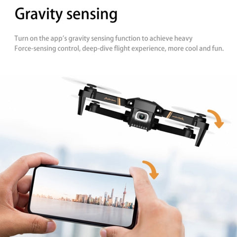 V4 Wide Angel Dual Camera 4K HD with Aut Follow Quadcopter Drone Black