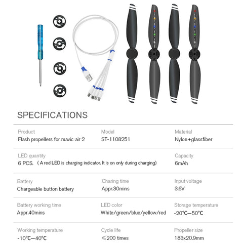 STARTRC 2 Pairs Foldable Color LED Flash Lamp Low Noise Propellers for DJI Mavic Air 2