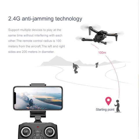 LS-XT6 4K Single Camera Foldable Quadcopter Mini Drone Black