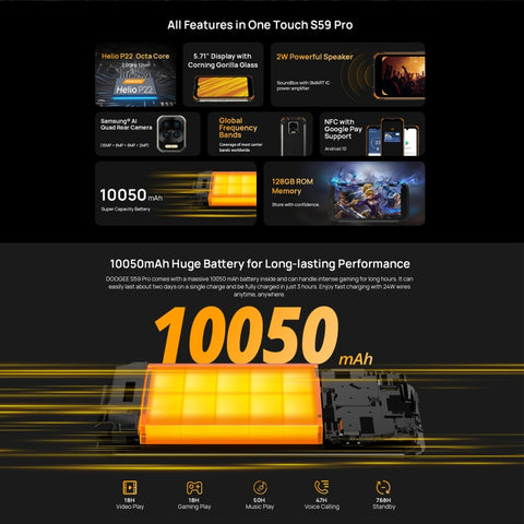 DOOGEE S59 Pro Rugged Phone 4GB+128GB