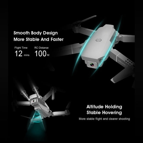E68 Pro Foldable Quadcopter Drone Grey (1080P)