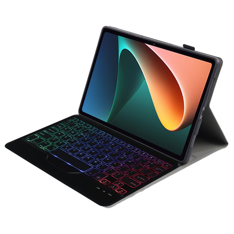 Xiaomi Pad 5 / 5 Pro Ultra-thin Tri-color Backlight Detachable Lambskin Texture TPU Bluetooth Keyboard Leather Tablet Case with Holder