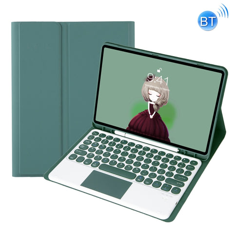 Samsung Galaxy Tab S8 11 inch Round Keycap Bluetooth Keyboard Leather Case with Touchpad