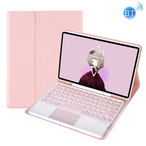 Samsung Galaxy Tab S8 11 inch Round Keycap Bluetooth Keyboard Leather Case with Touchpad