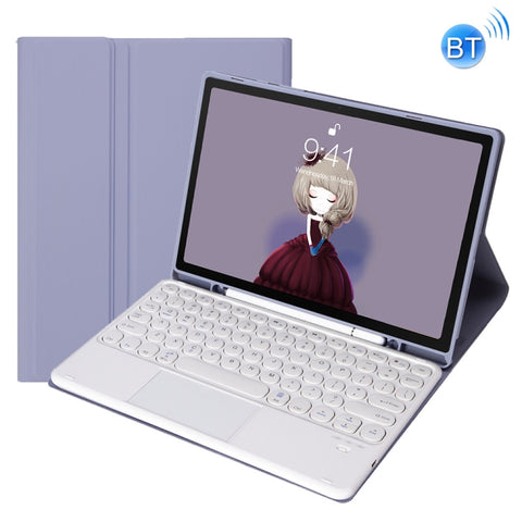 Samsung Galaxy Tab S8 11 inch Round Keycap Bluetooth Keyboard Leather Case with Touchpad